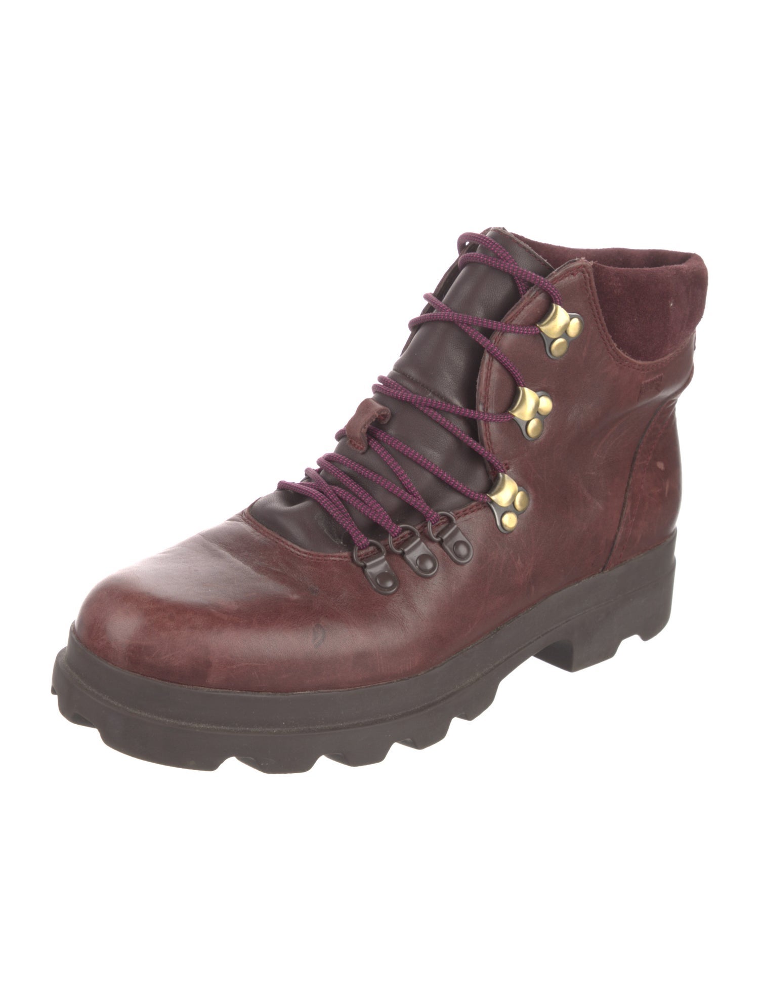Camper Leather Colorblock Pattern Lace-Up Boots