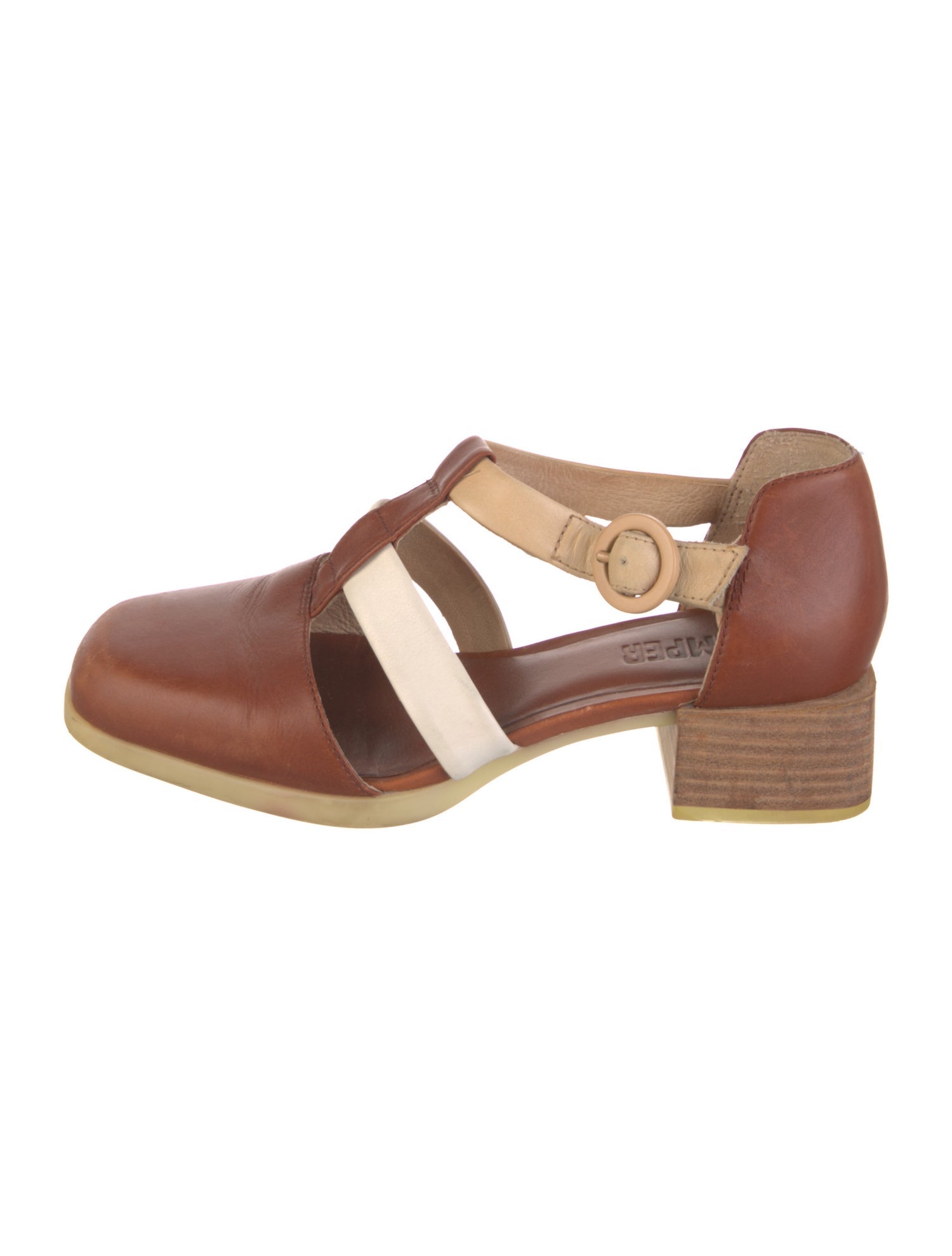 Camper Leather T-Strap Pumps