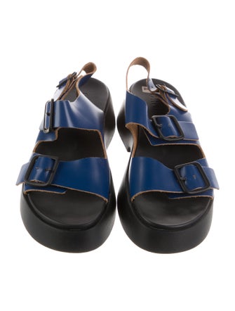 Camper Leather Colorblock Pattern Slingback Sandals