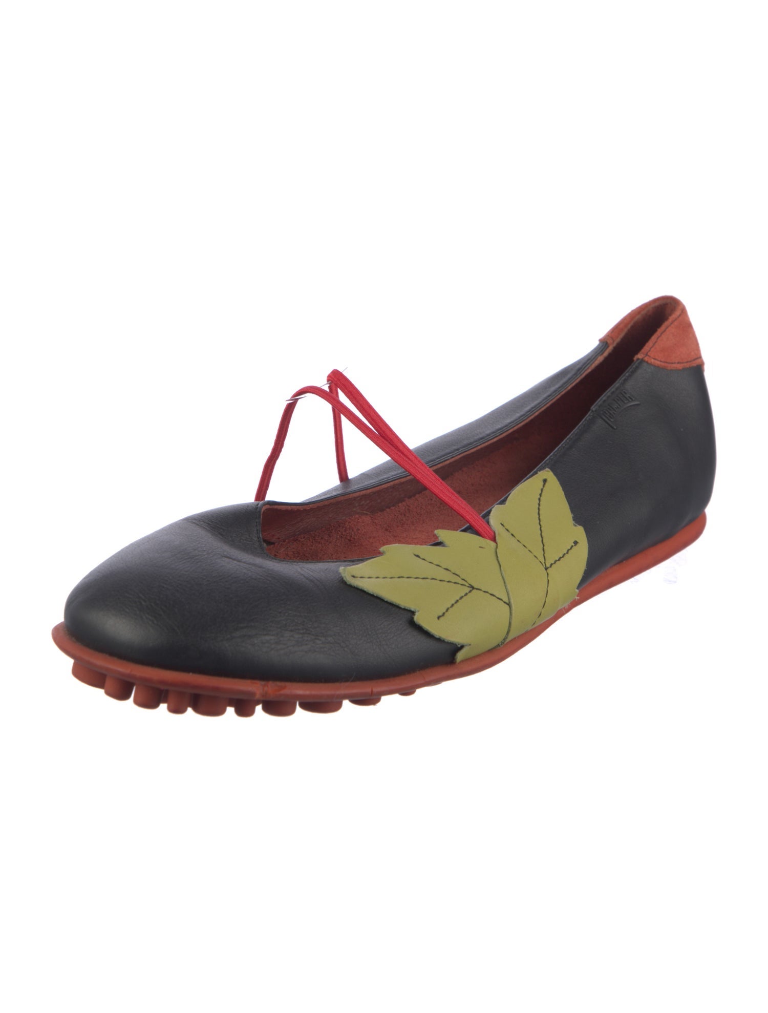 Camper Leather Patterned Mary Jane Flats