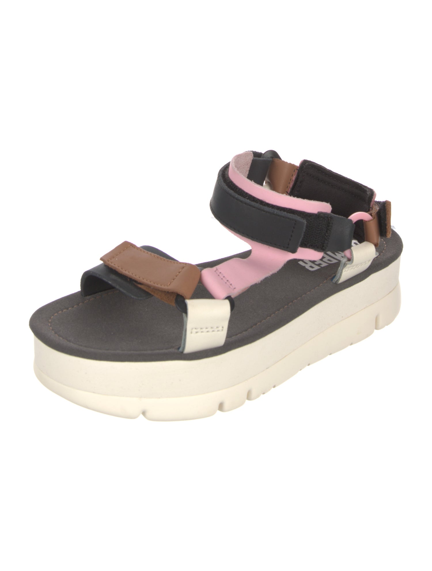 Camper Leather Colorblock Pattern Slingback Sandals
