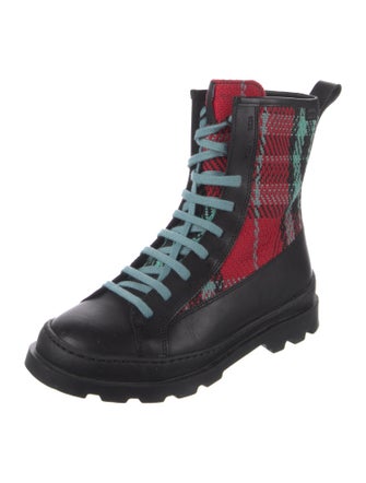 Camper Wool Patterned Combat Boots