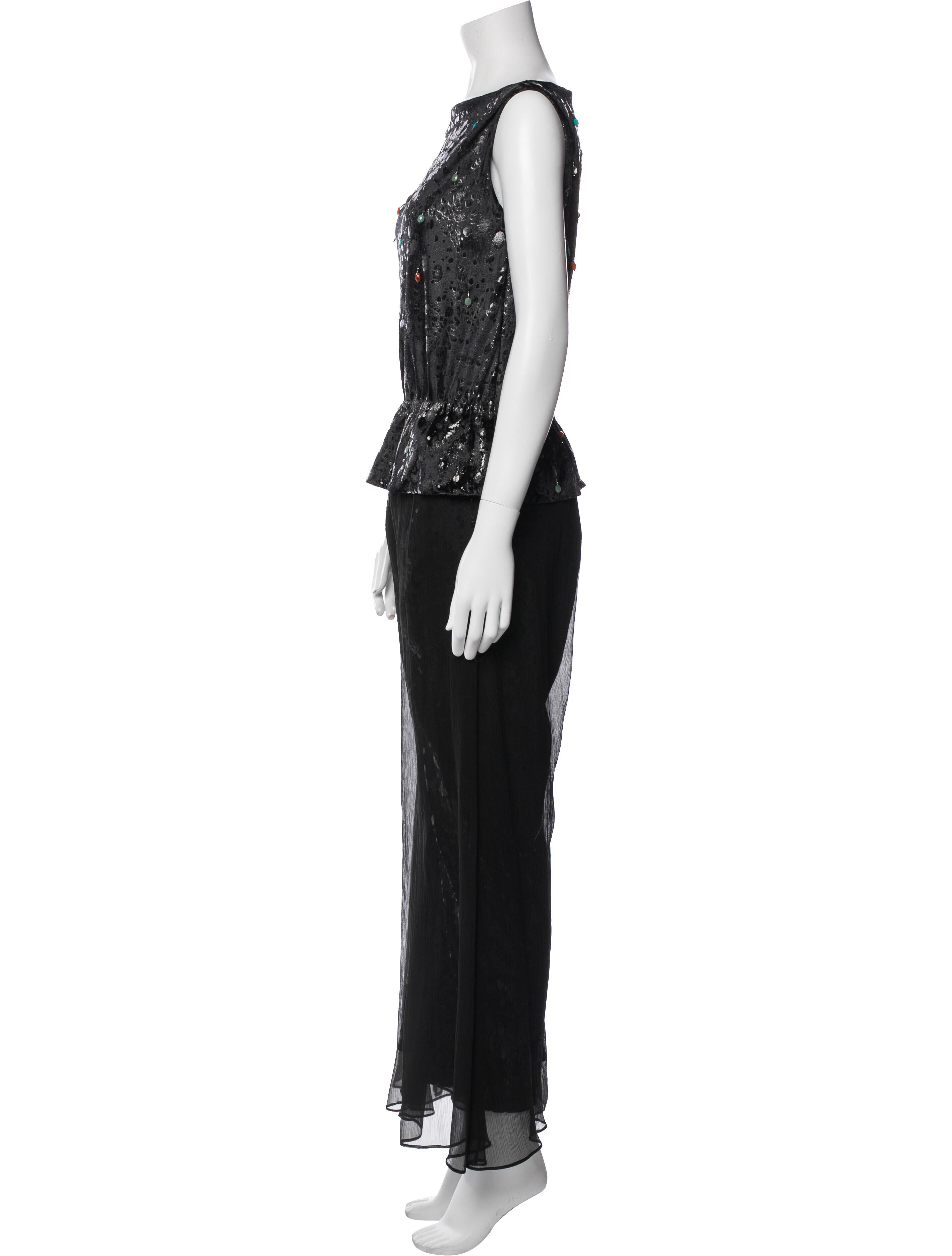 Carol Peretz Silk Crystal Embellishments Pant Set