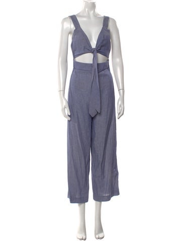 Pre-owned Capulet Plunge Neckline Jumpsuit In Blue