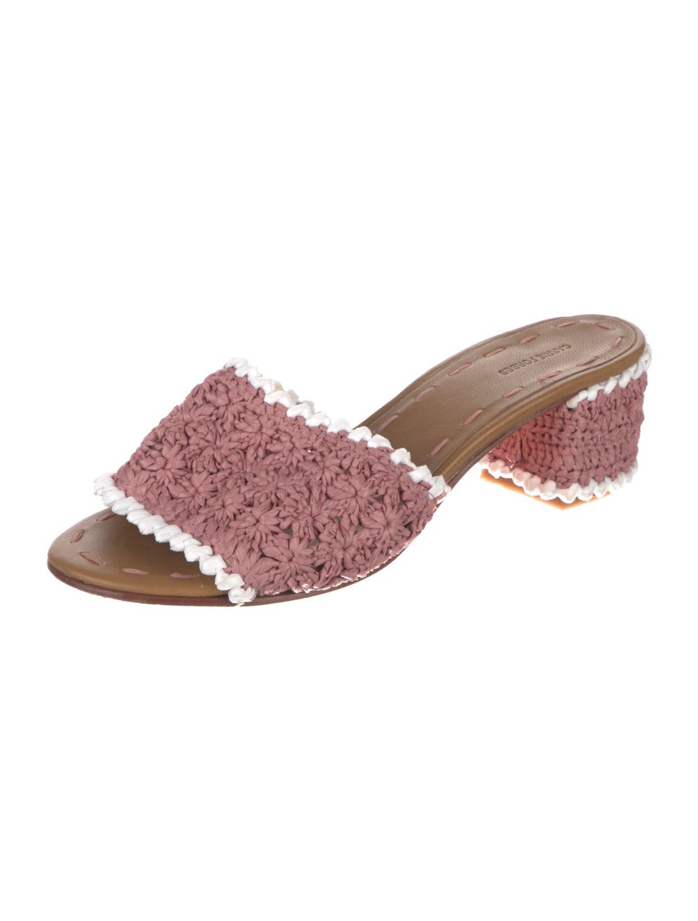 Carrie Forbes Raffia Slides Pink Colorblock Patte… - image 2