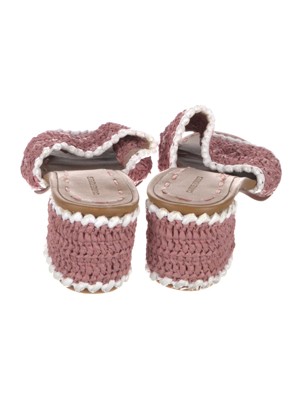 Carrie Forbes Raffia Slides Pink Colorblock Patte… - image 4
