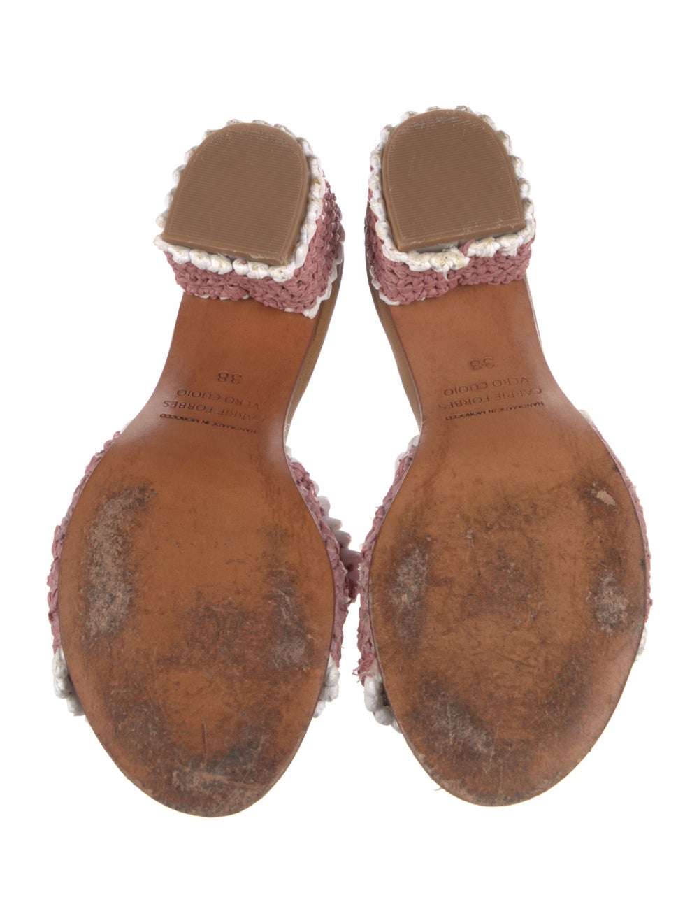 Carrie Forbes Raffia Slides Pink Colorblock Patte… - image 5