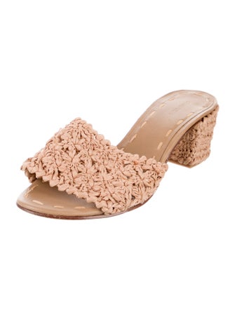 Carrie Forbes Straw Animal Print Slides