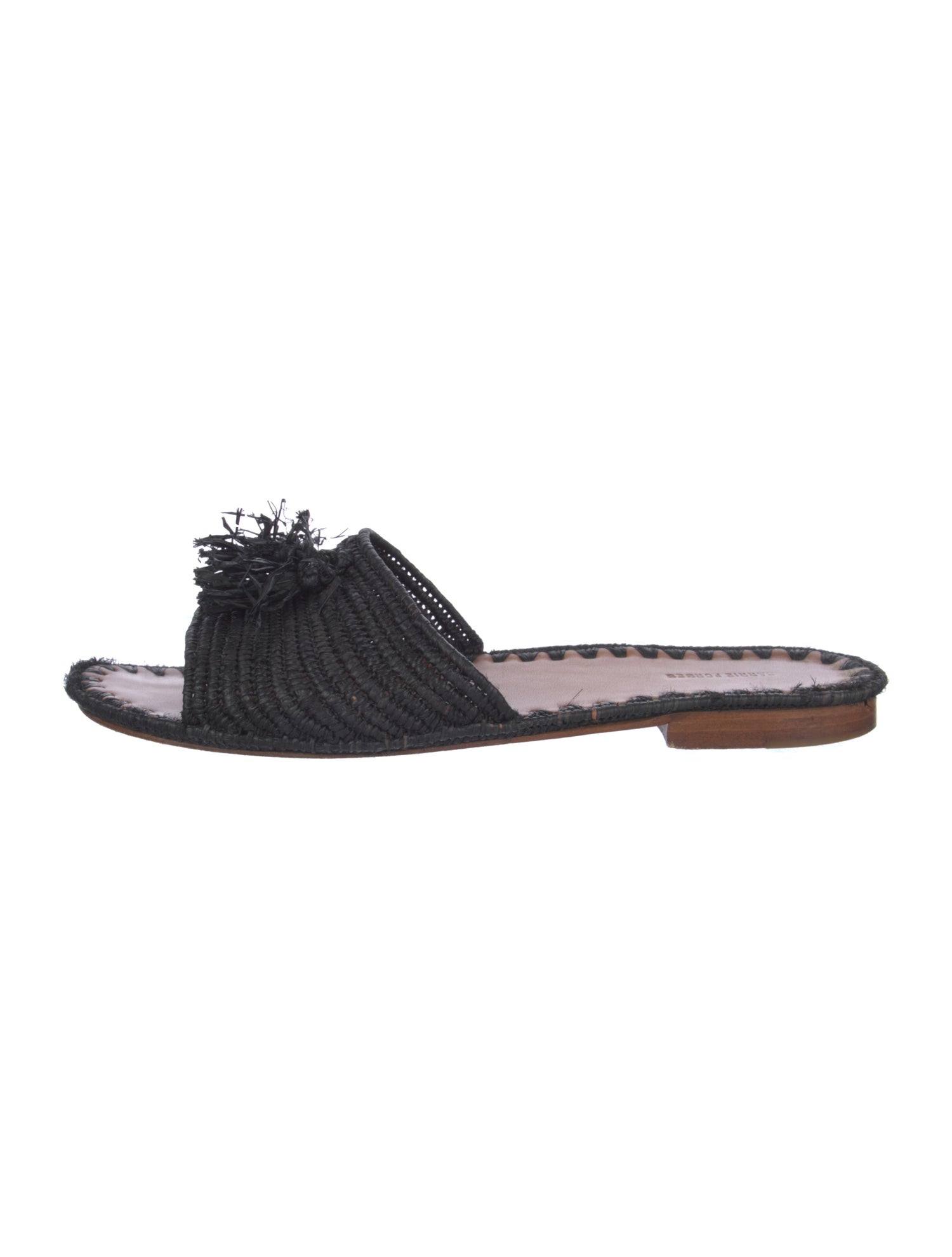 Carrie Forbes Straw Pom-Pom Embellishments Slides