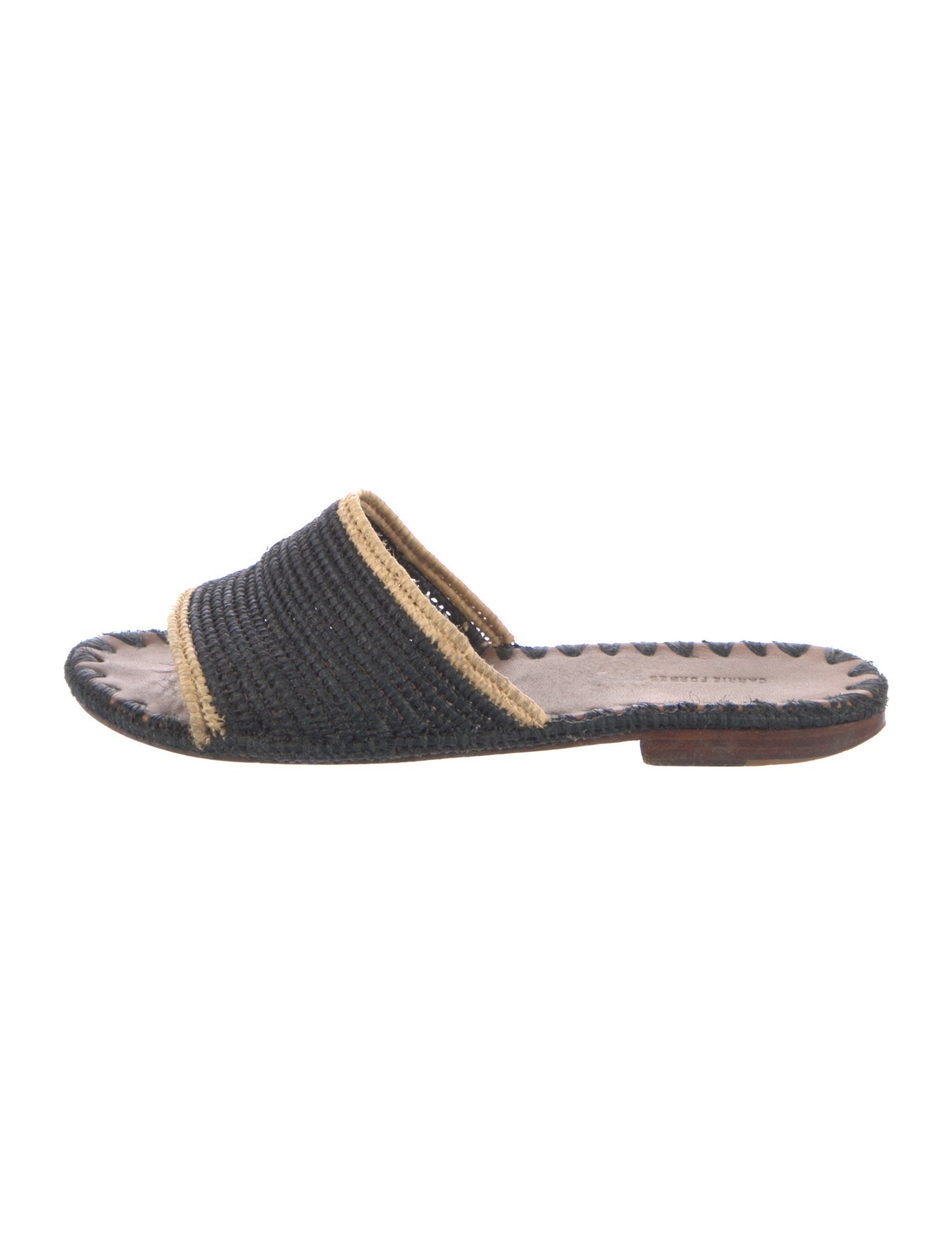 Carrie Forbes Raffia Tassel Accents Slides