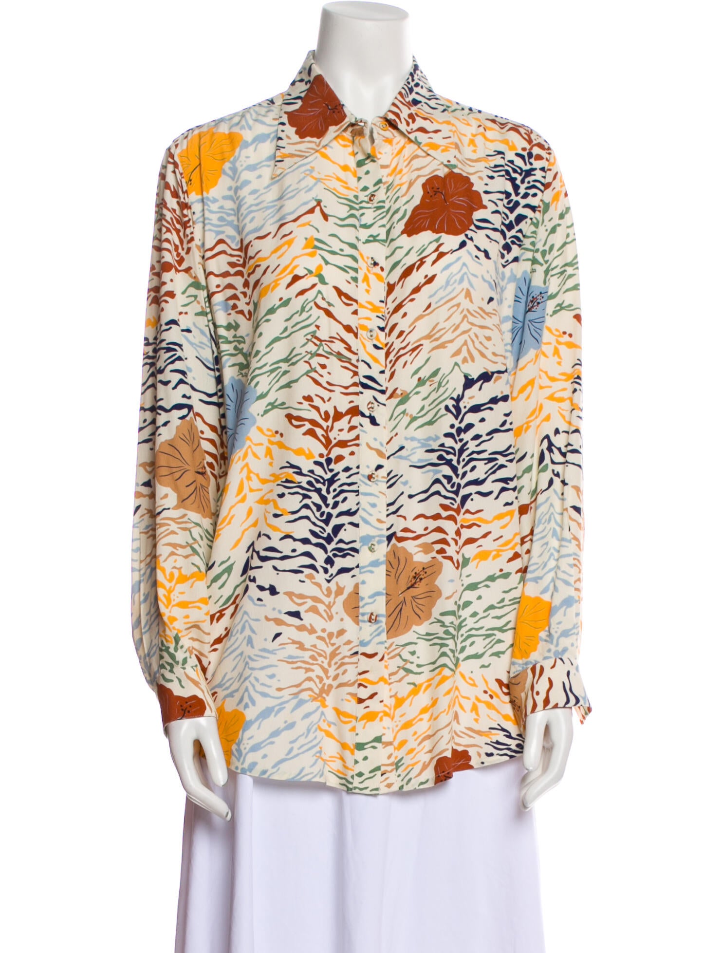 Carolina K Printed Long Sleeve Button-Up Top