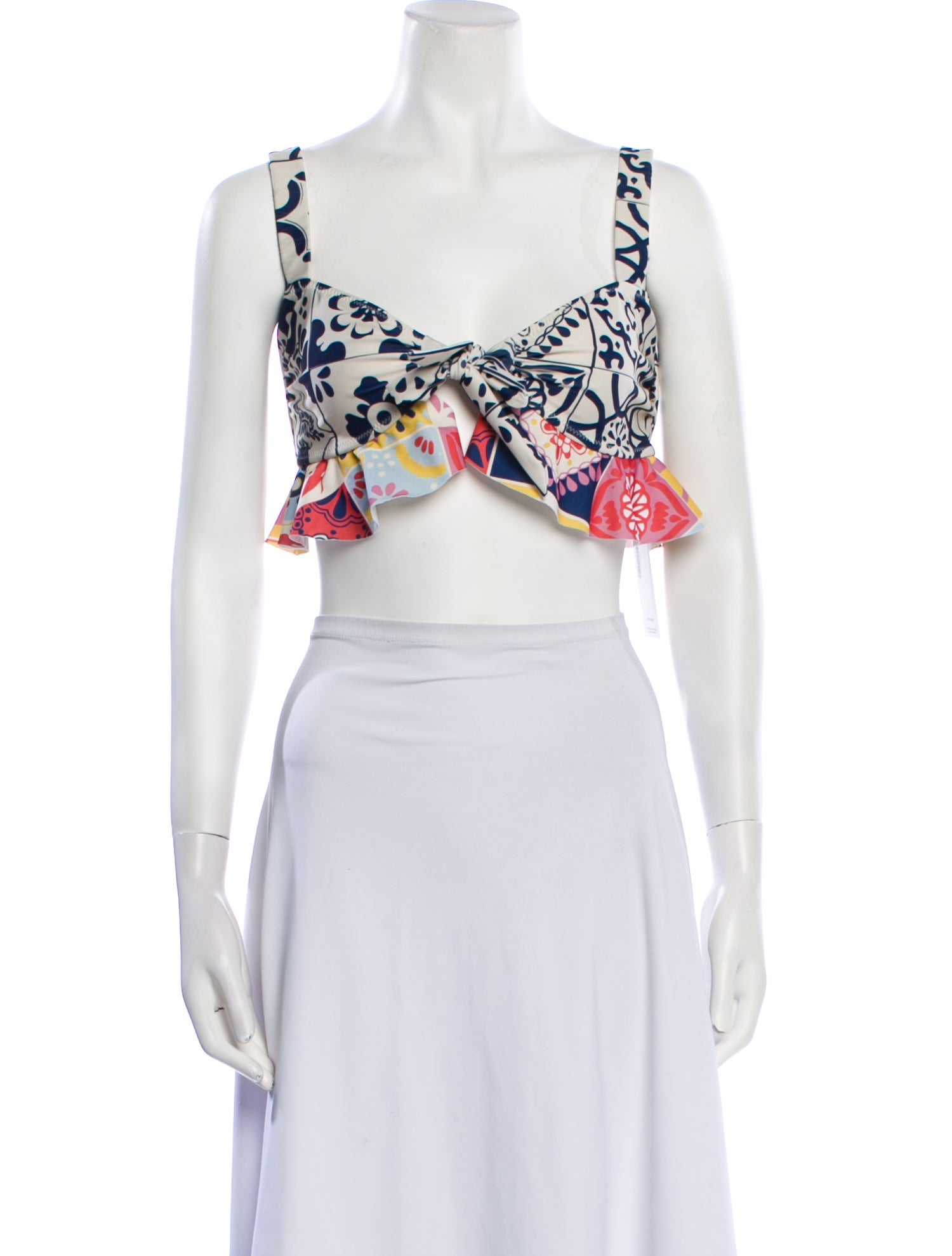 Carolina K Printed Ruffle Embellishment Top