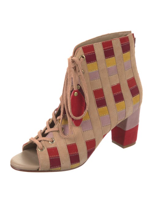 Carolina K Suede Colorblock Pattern Lace-Up Boots