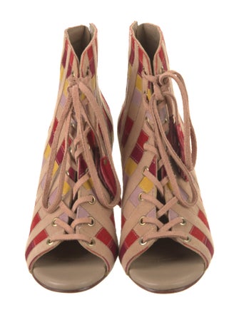 Carolina K Suede Colorblock Pattern Lace-Up Boots