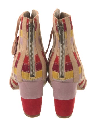 Carolina K Suede Colorblock Pattern Lace-Up Boots