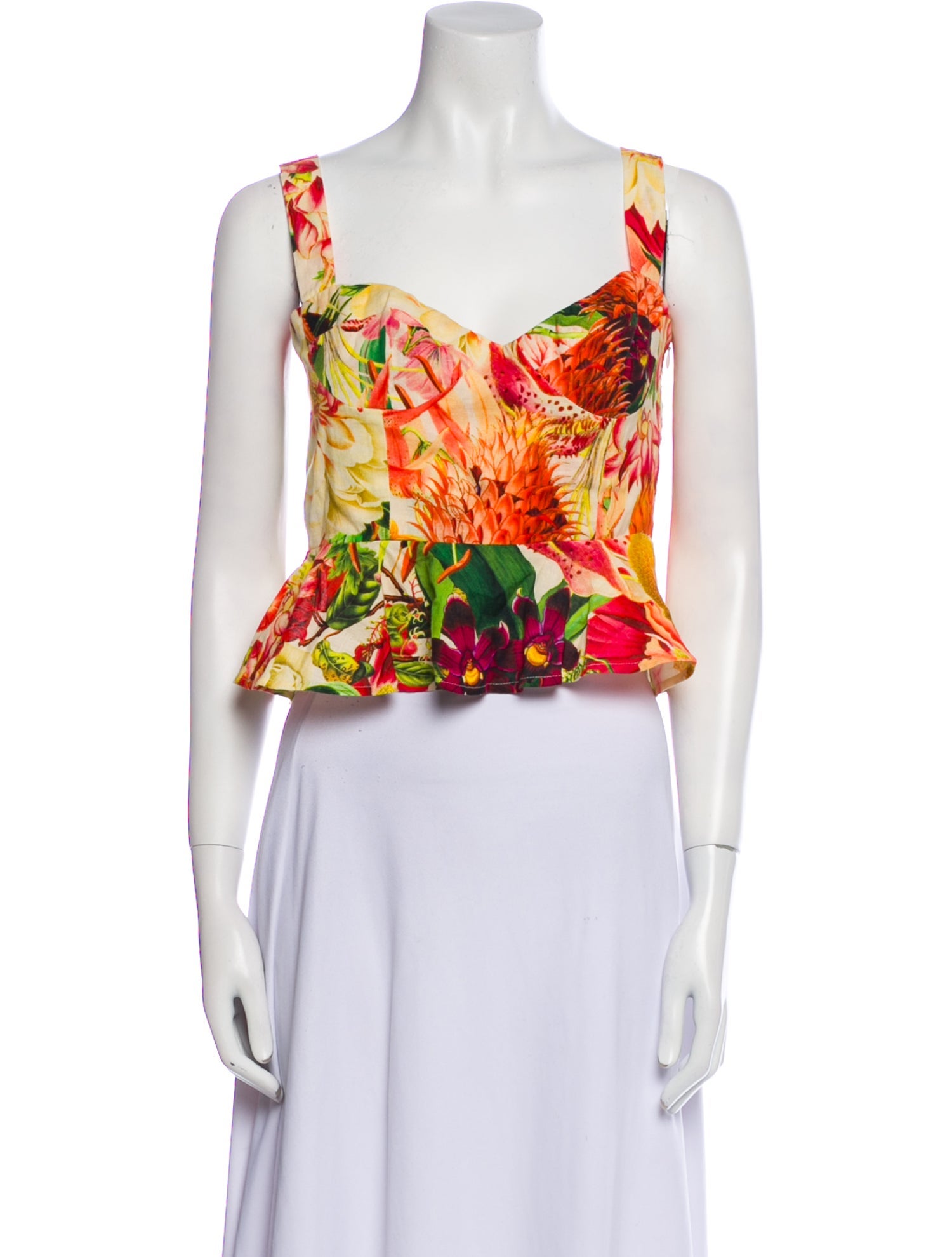 Carolina K Floral Print Square Neckline Crop Top w/ Tags