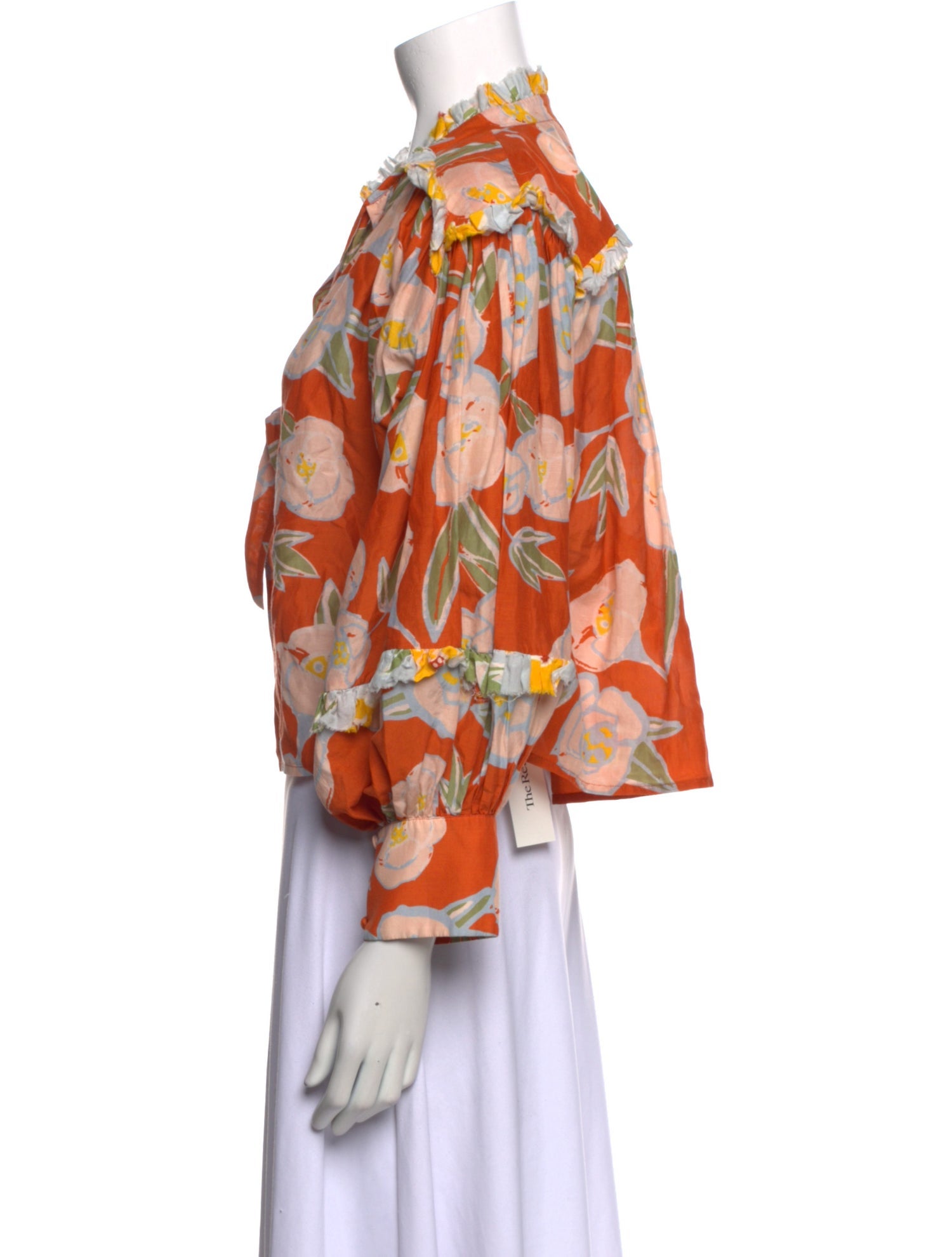 Carolina K Floral Print Tie Neck Blouse