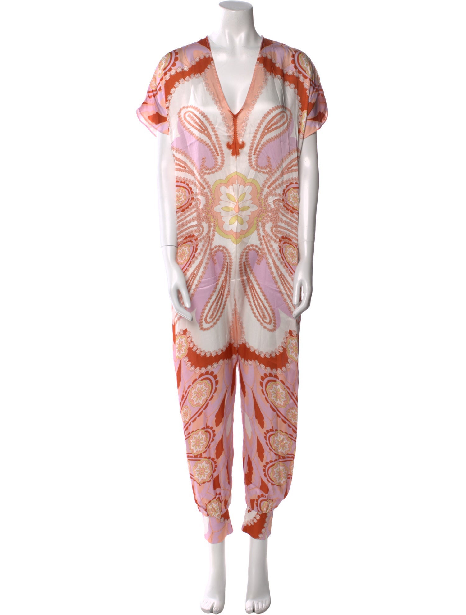 Carolina K Paisley Print V-Neck Jumpsuit