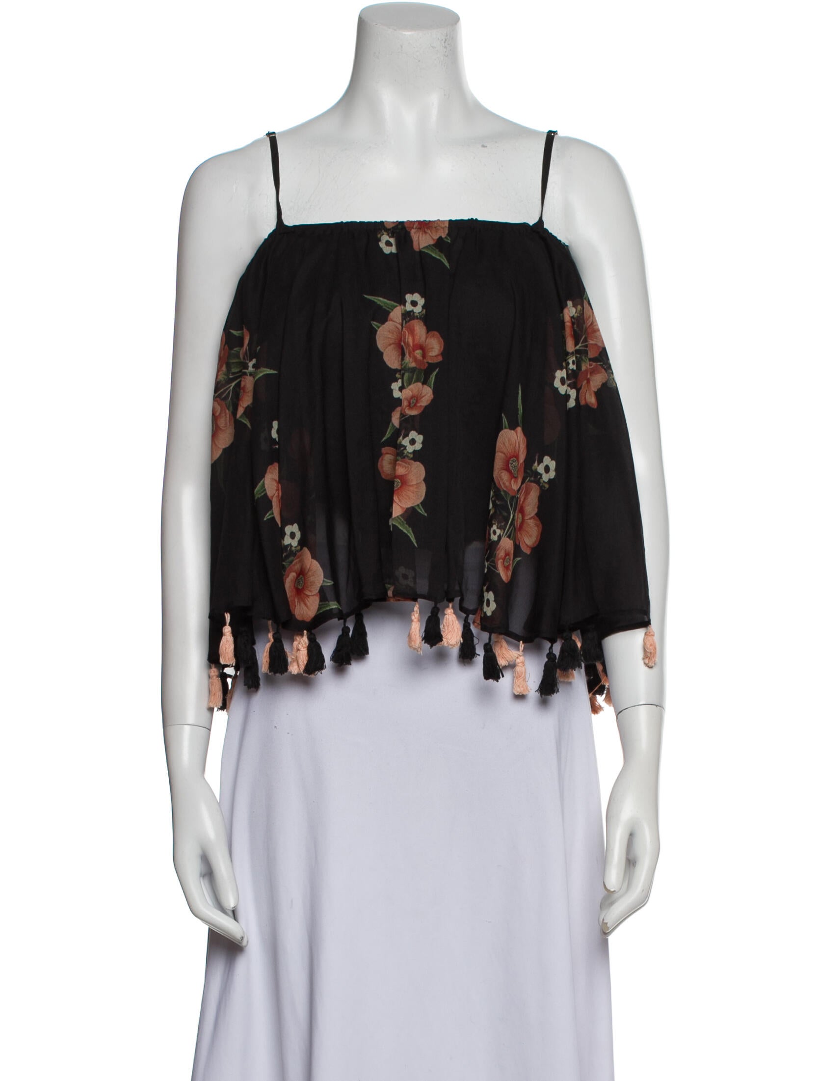 Carolina K Floral Print Square Neckline Crop Top