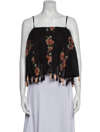 Carolina K Floral Print Square Neckline Crop Top