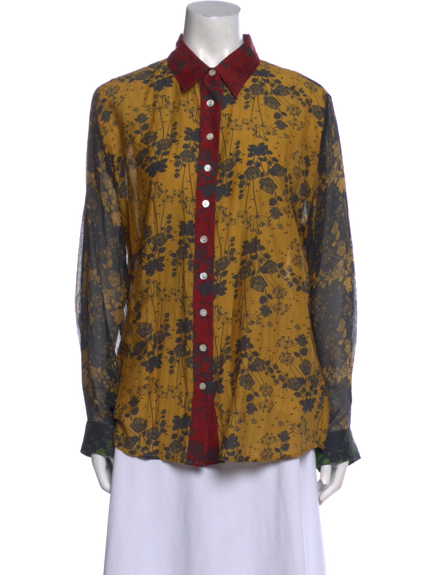 Carolina K Floral Print Long Sleeve Button-Up Top w/ Tags