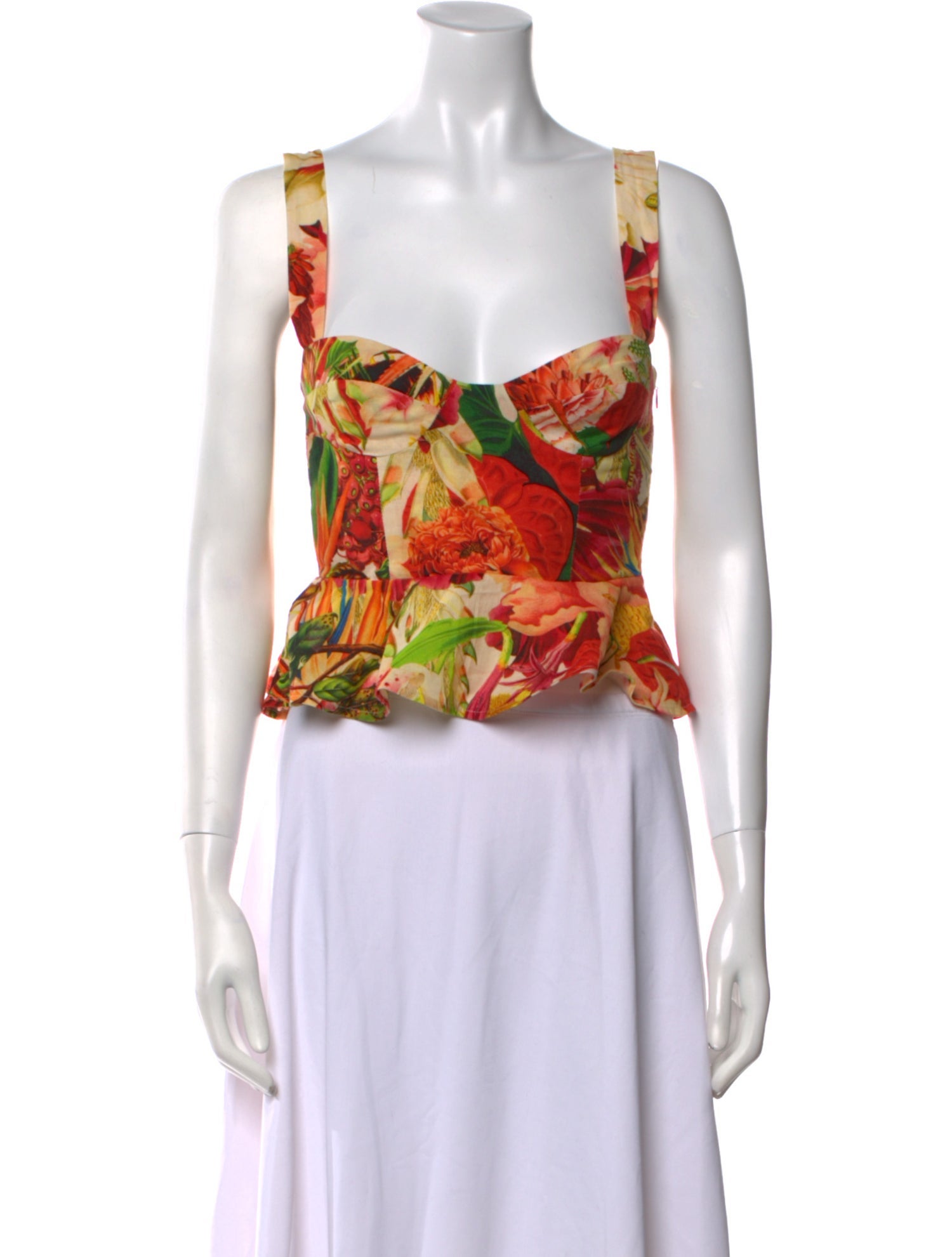 Carolina K Floral Print Square Neckline Crop Top