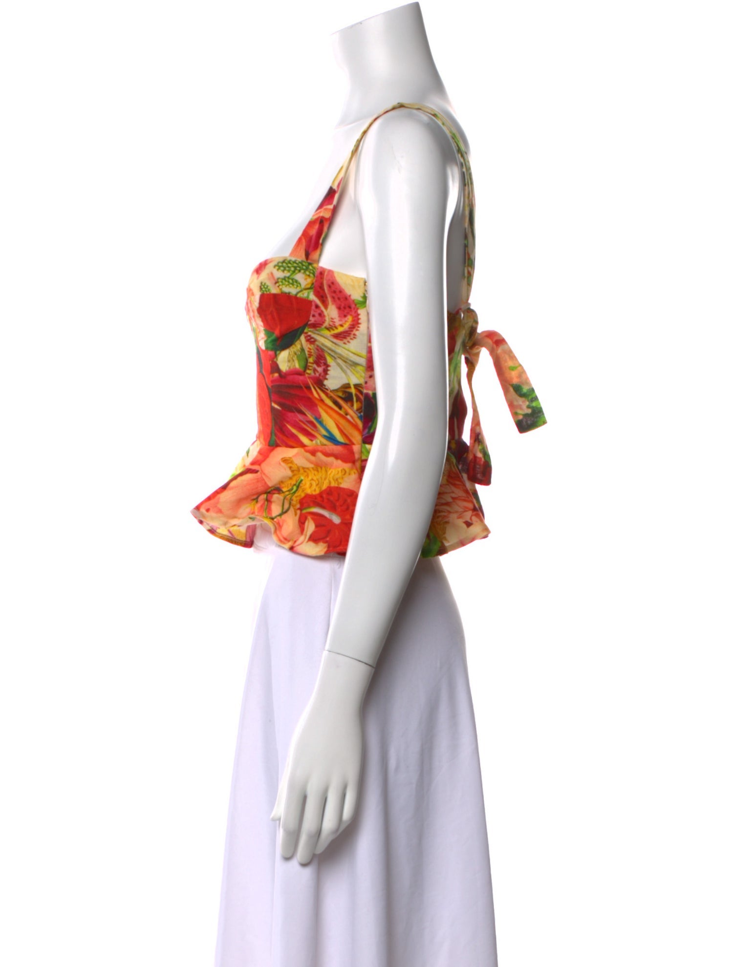 Carolina K Floral Print Square Neckline Crop Top