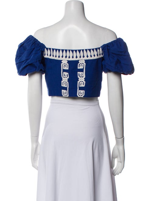 Carolina K Printed Off-The-Shoulder Crop Top