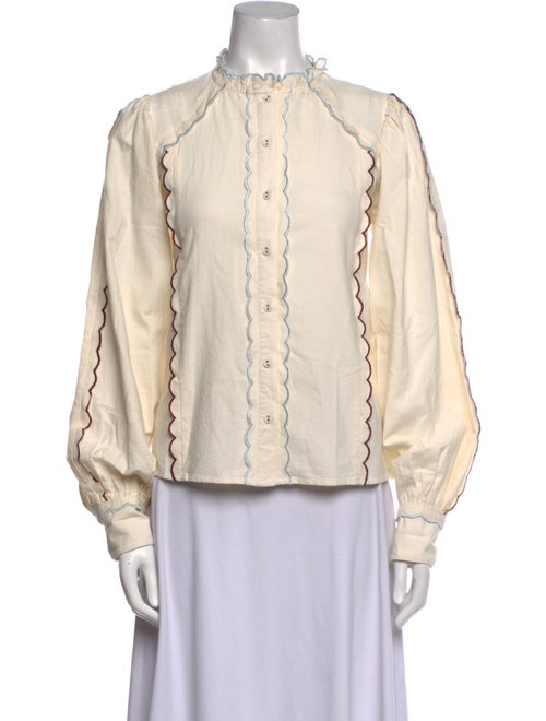 Carolina K Mock Neck Long Sleeve Button-Up Top