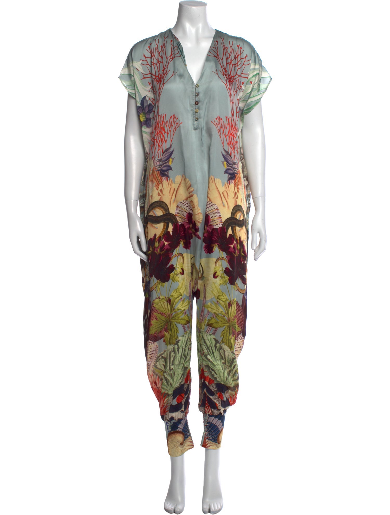 Carolina K Floral Print V-Neck Jumpsuit