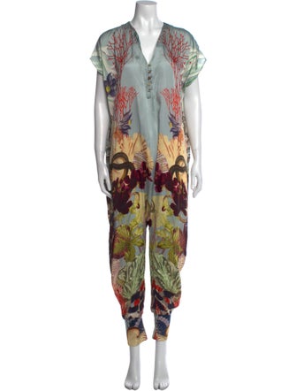 Carolina K Floral Print V-Neck Jumpsuit