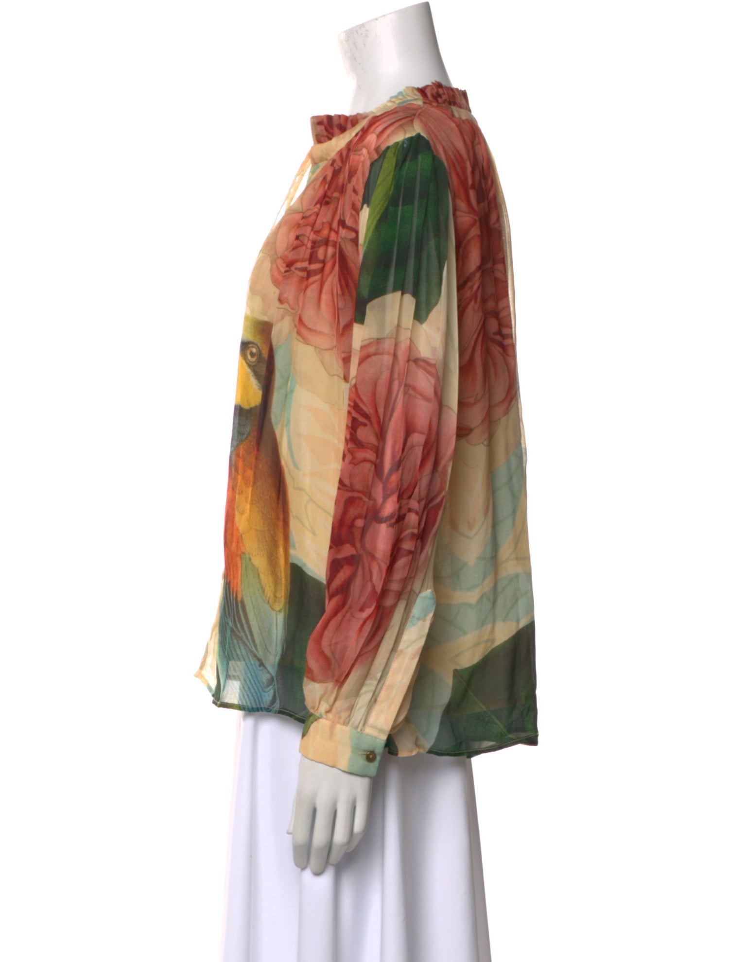 Carolina K Silk Printed Button-Up Top