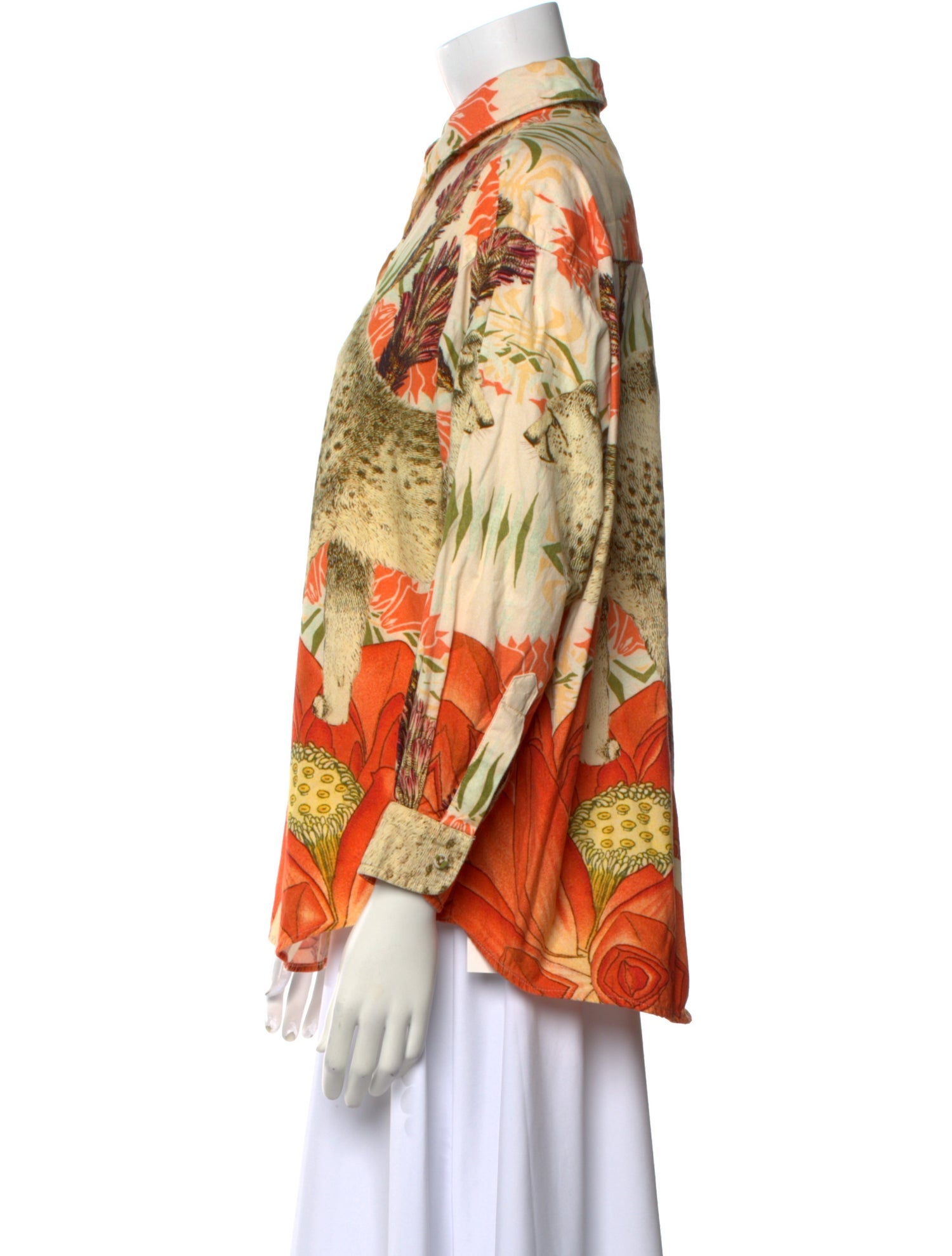 Carolina K Silk Printed Button-Up Top