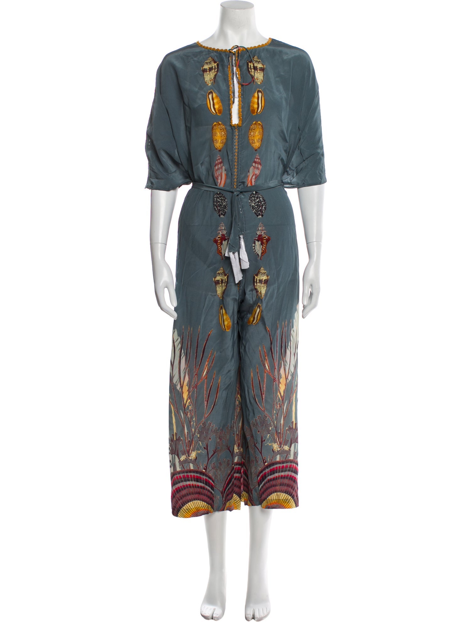 Carolina K Printed Bateau Neckline Jumpsuit w/ Tags