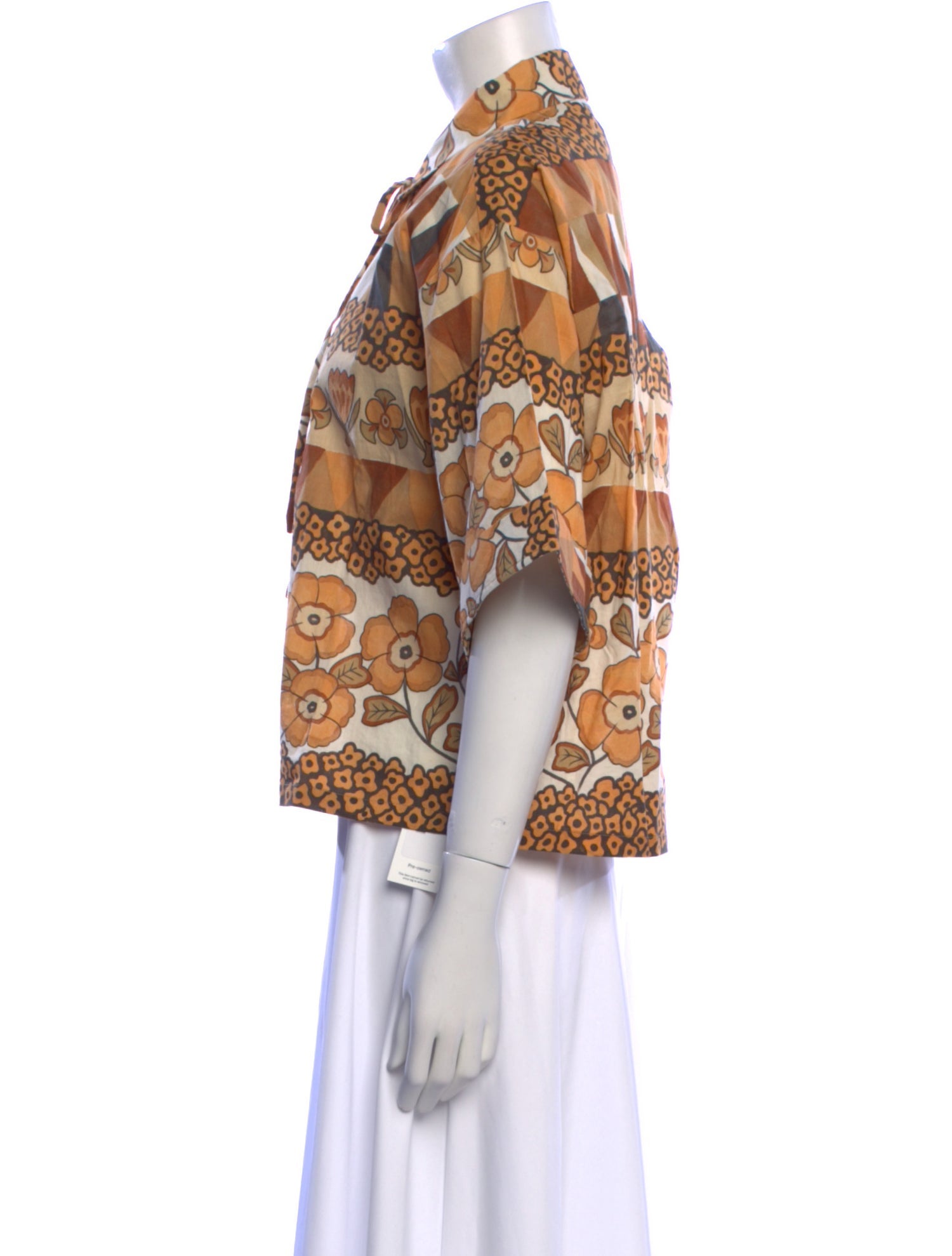 Carolina K Printed Three-Quarter Sleeve Blouse