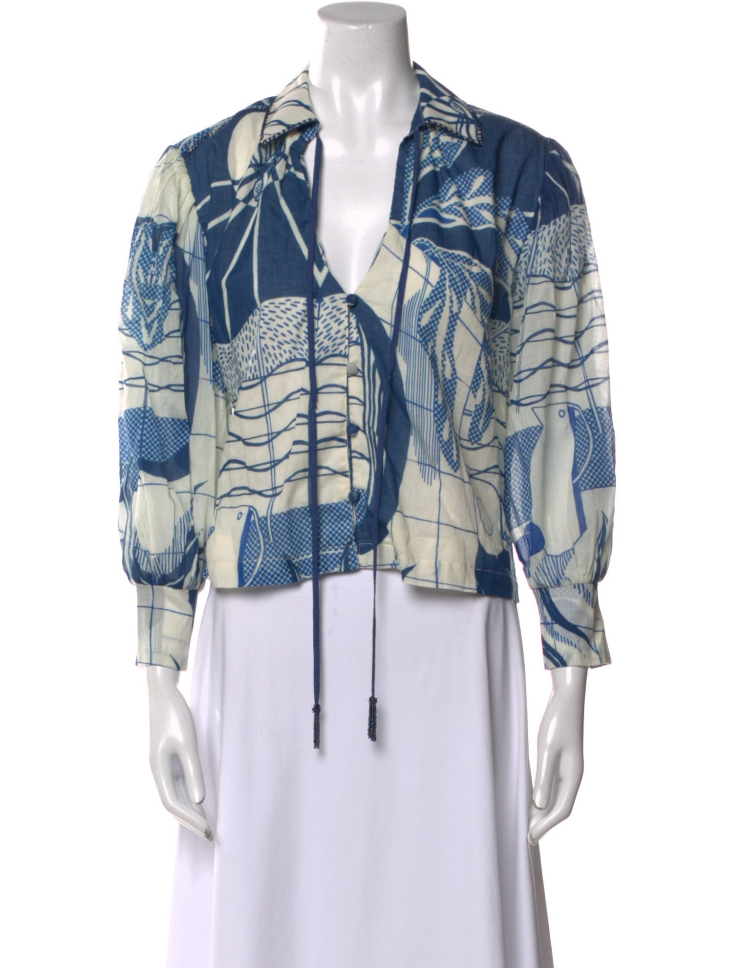 Carolina K Printed Three-Quarter Sleeve Blouse