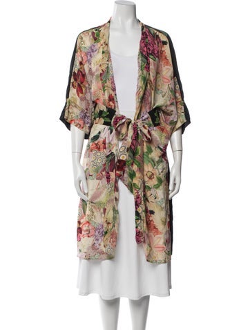 Pre-owned Carolina K Silk Printed Robe In Green