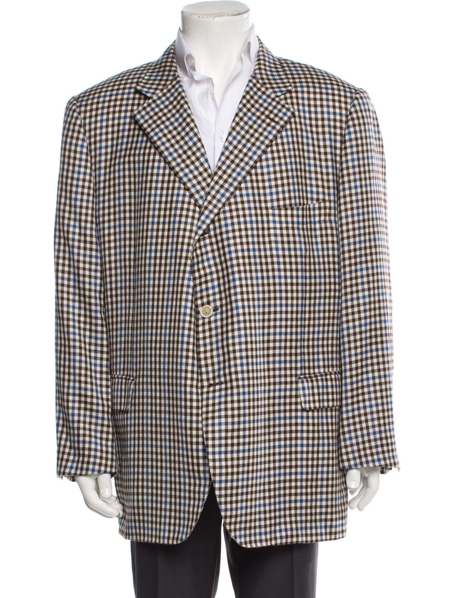 CARUSO Cashmere Plaid Print Blazer