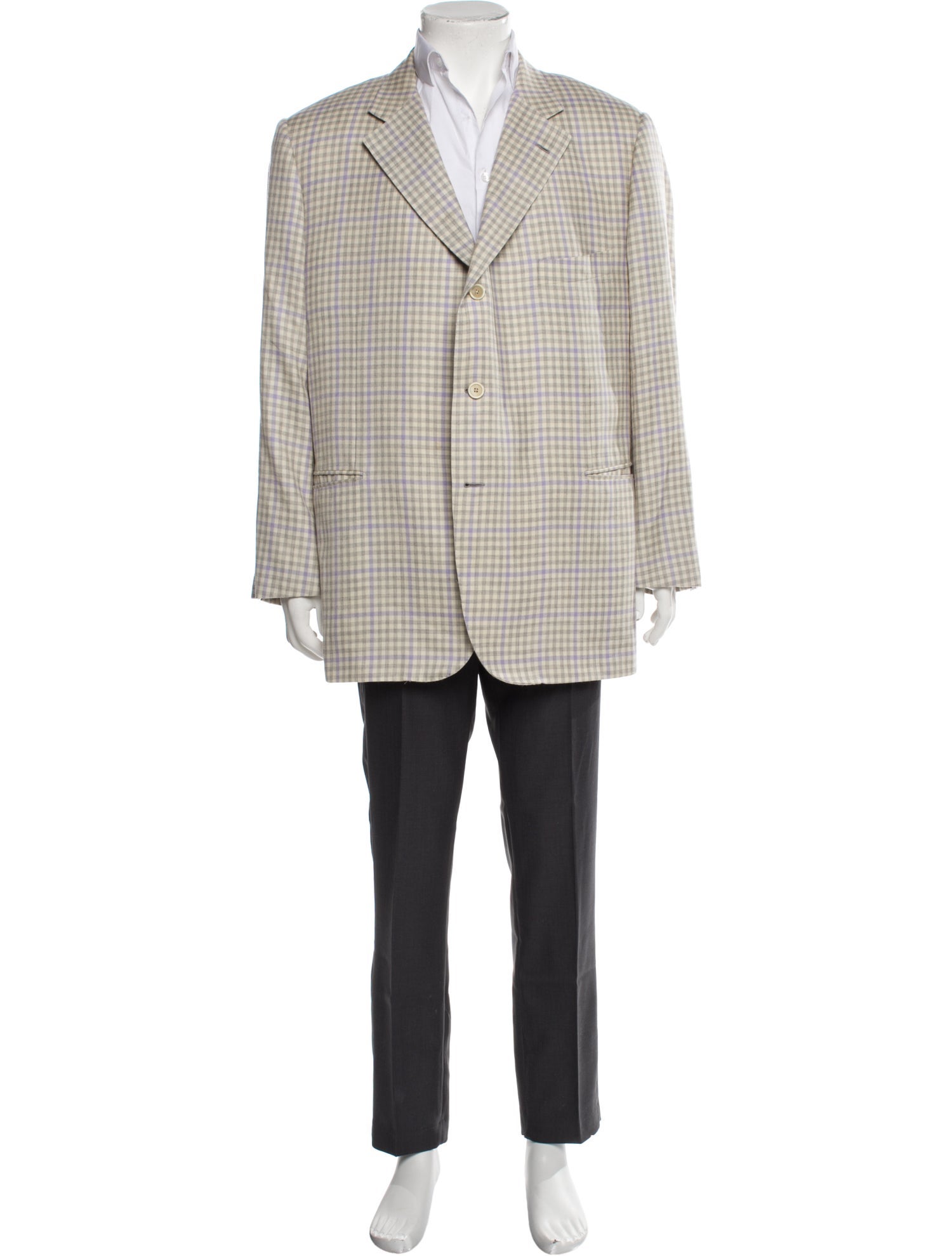 CARUSO Cashmere Plaid Print Blazer