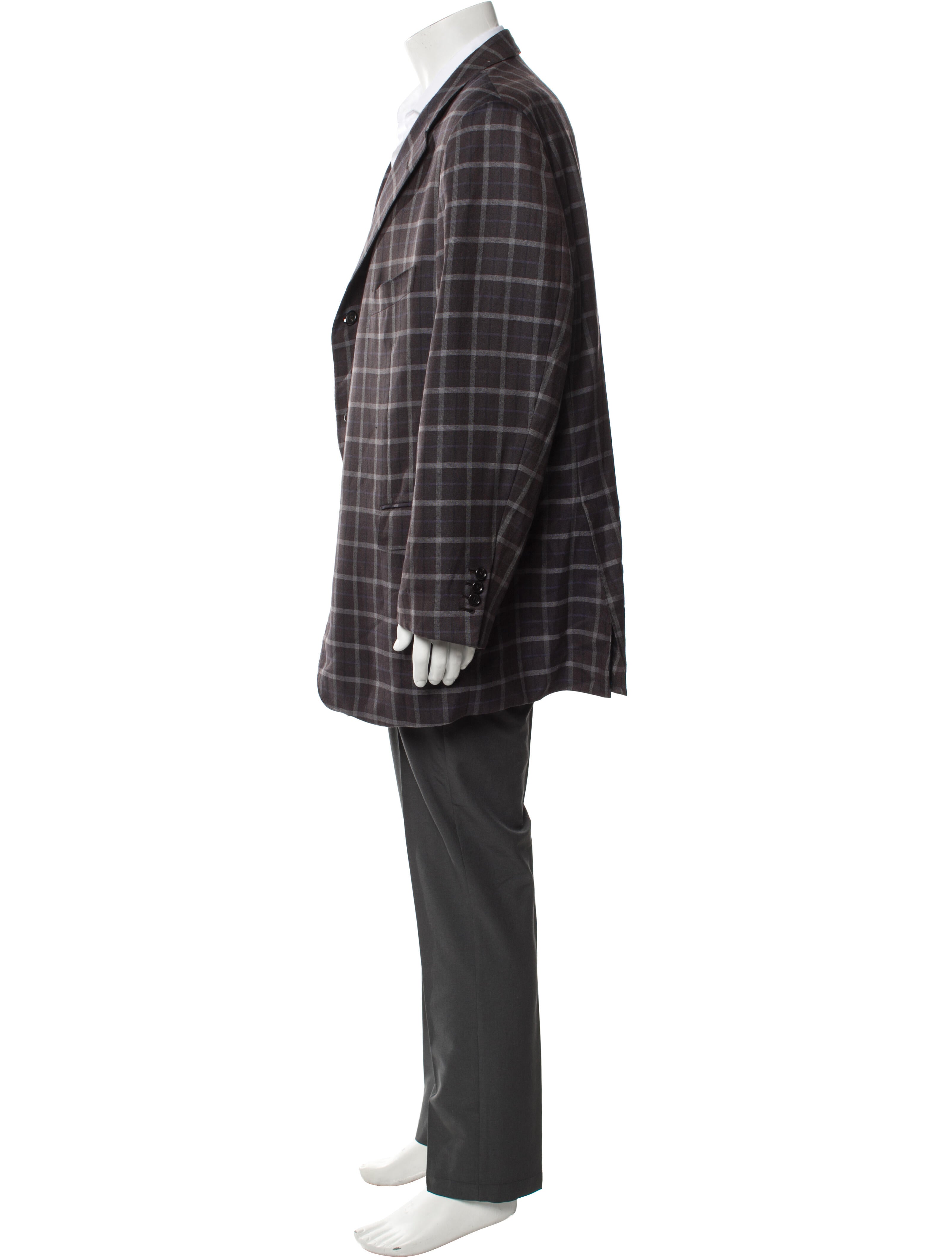 CARUSO Silk Plaid Print Blazer