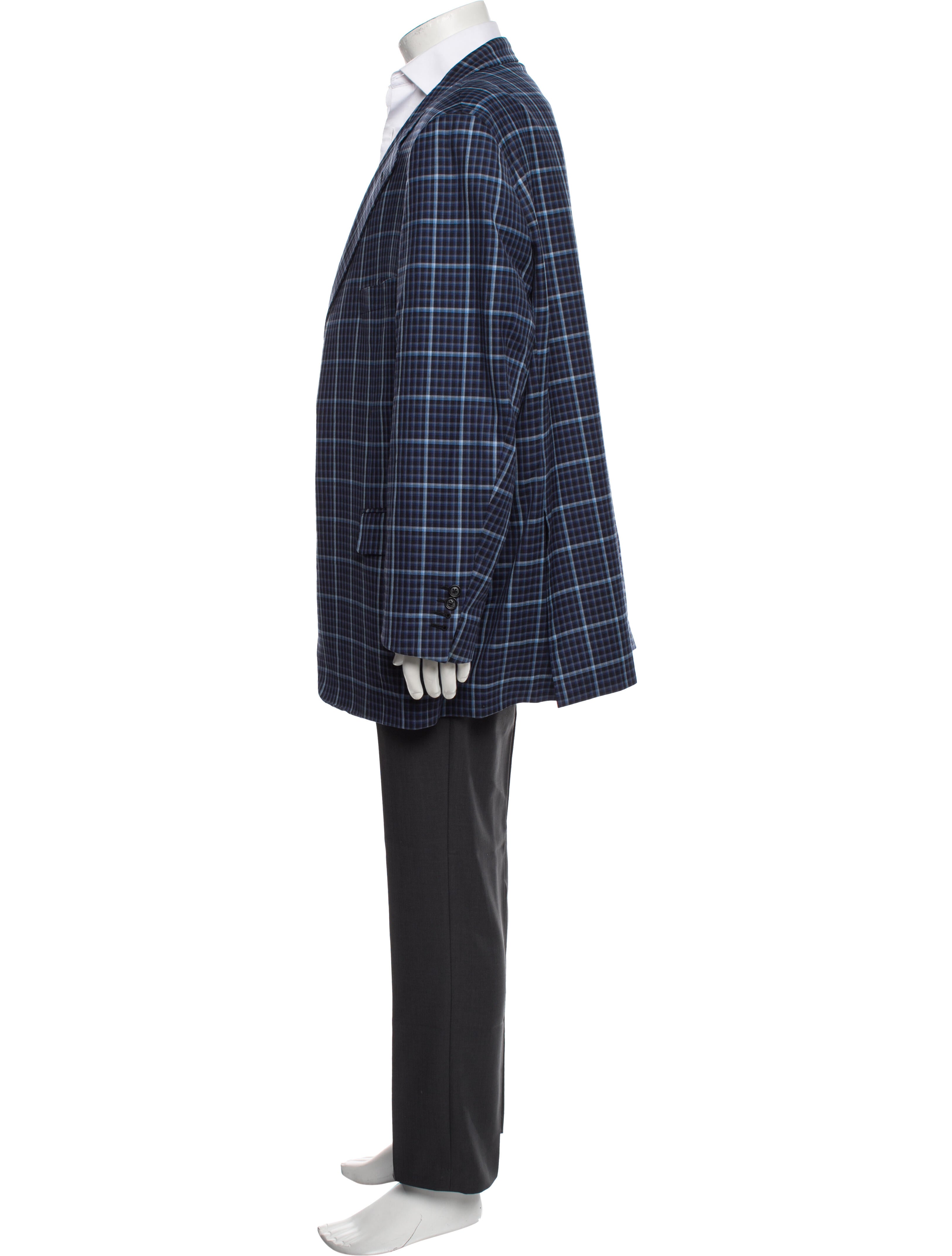CARUSO Wool Plaid Print Blazer