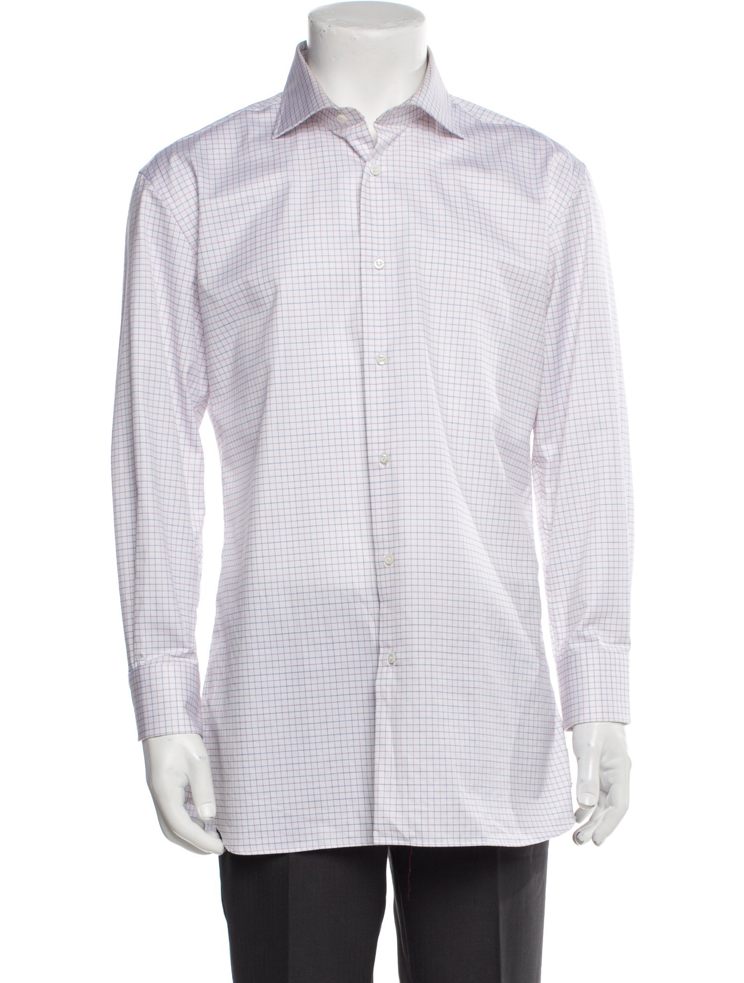CARUSO Plaid Print Long Sleeve Dress Shirt