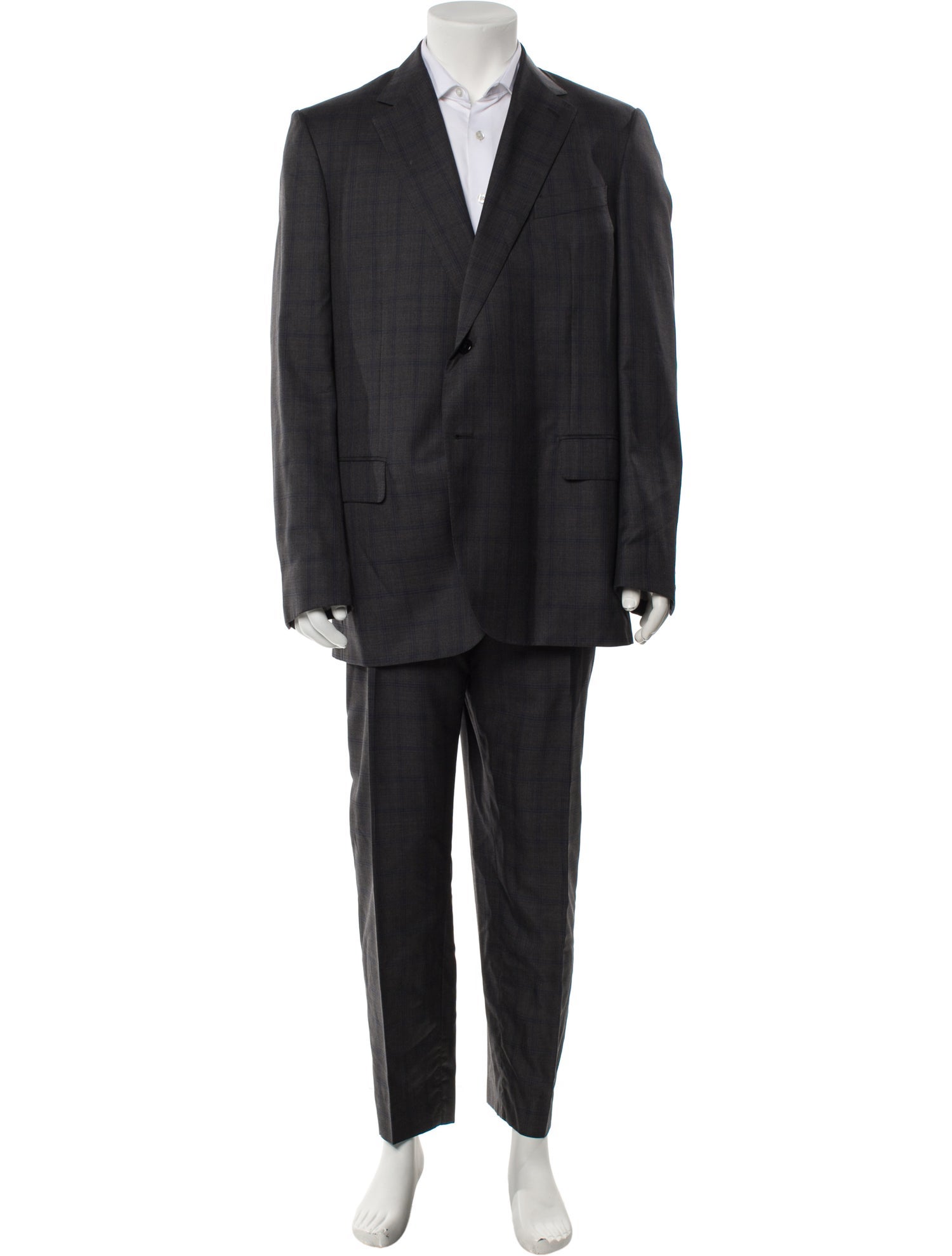 CARUSO Wool Plaid Print Two-Piece Suit