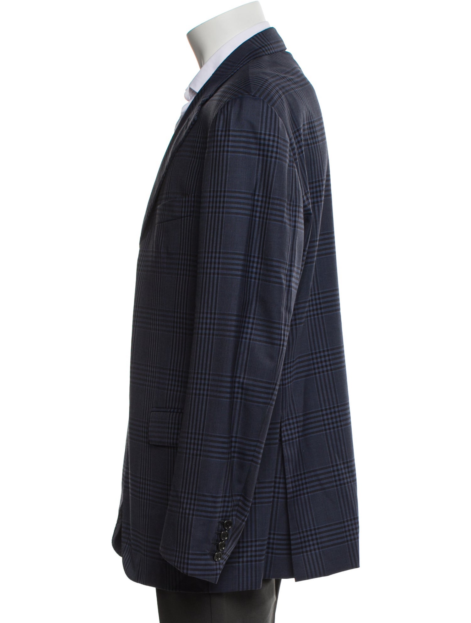 CARUSO Wool Plaid Print Blazer