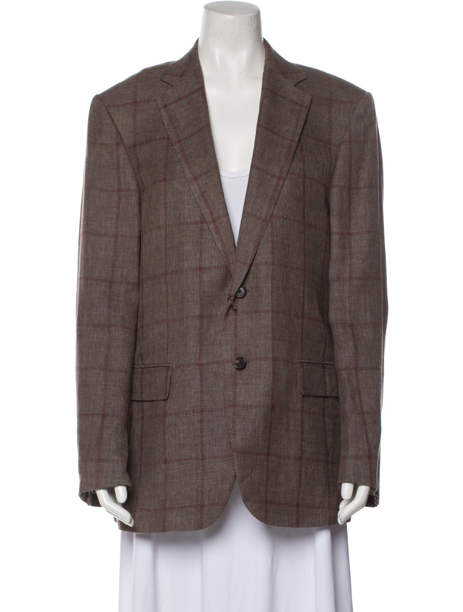 CARUSO Linen Plaid Print Blazer w/ Tags