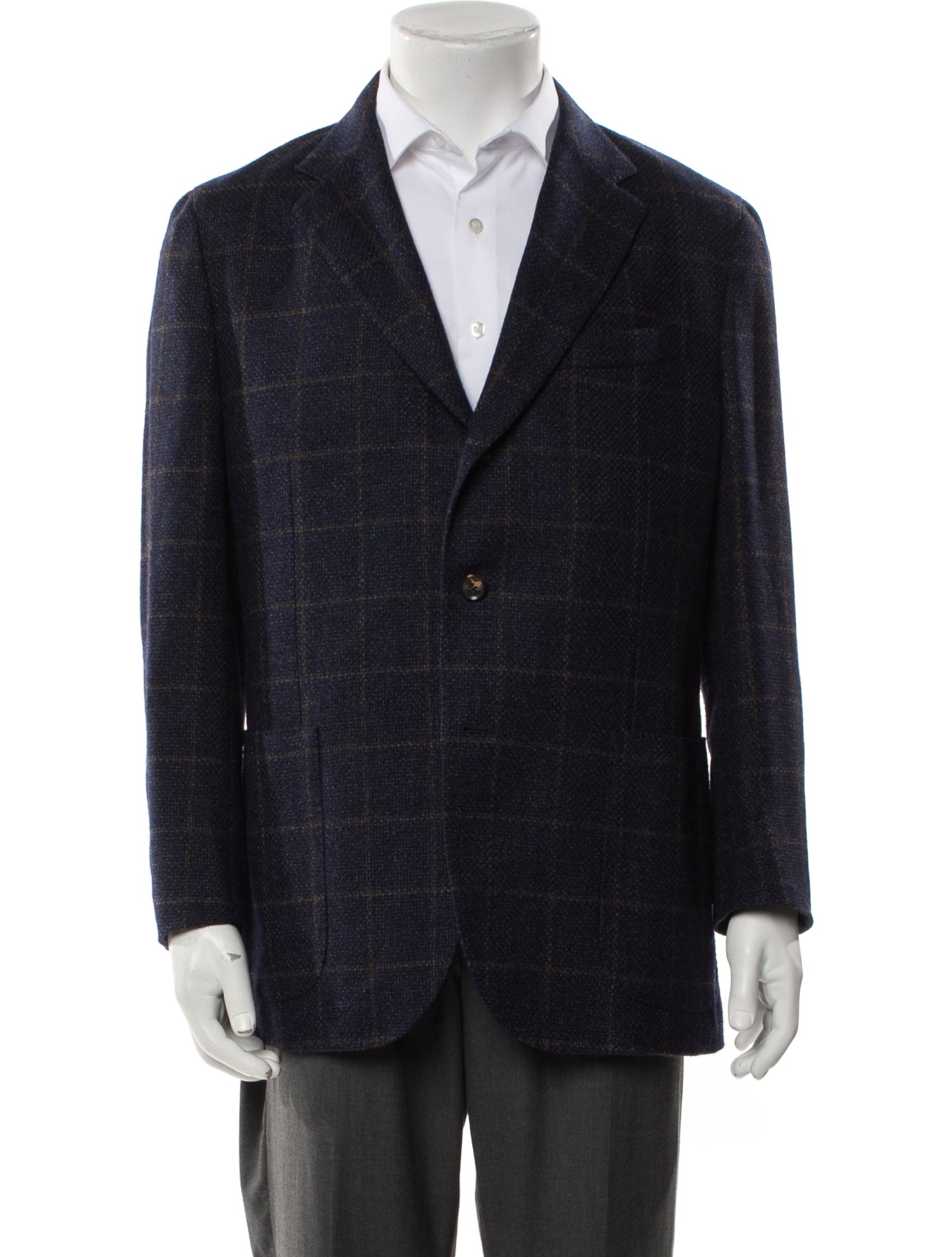CARUSO Wool Plaid Print Blazer