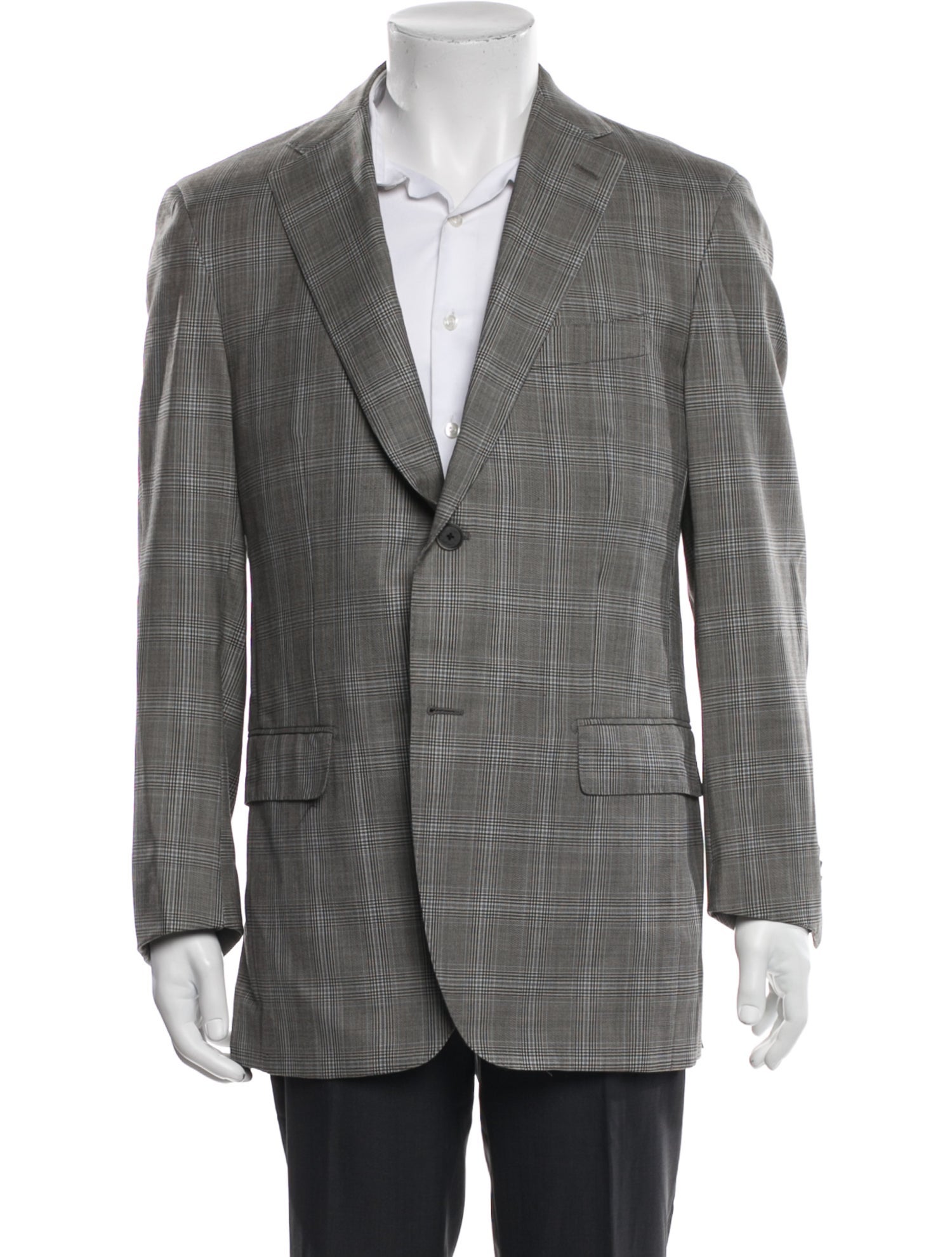 CARUSO Wool Plaid Print Blazer
