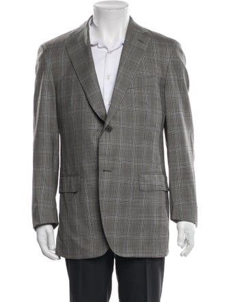 CARUSO Wool Plaid Print Blazer