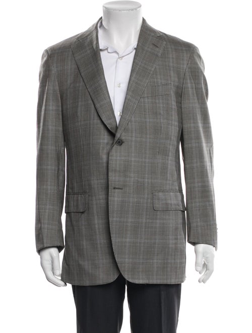 CARUSO Wool Plaid Print Blazer