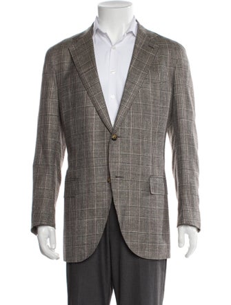 CARUSO Plaid Print Overcoat